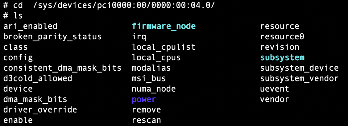 sysfs directory of the target PCI device